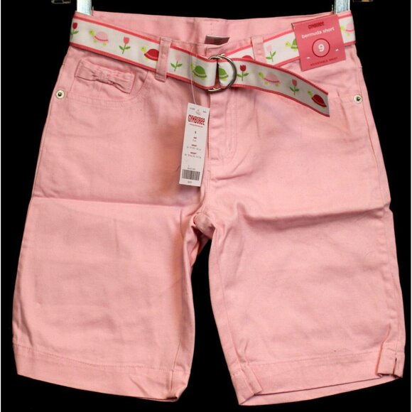 NWT 2010 Gymboree Tulip Garden Bermuda Shorts sz 9 Pink Ribbon Belt Bow Pocket - Picture 1 of 6